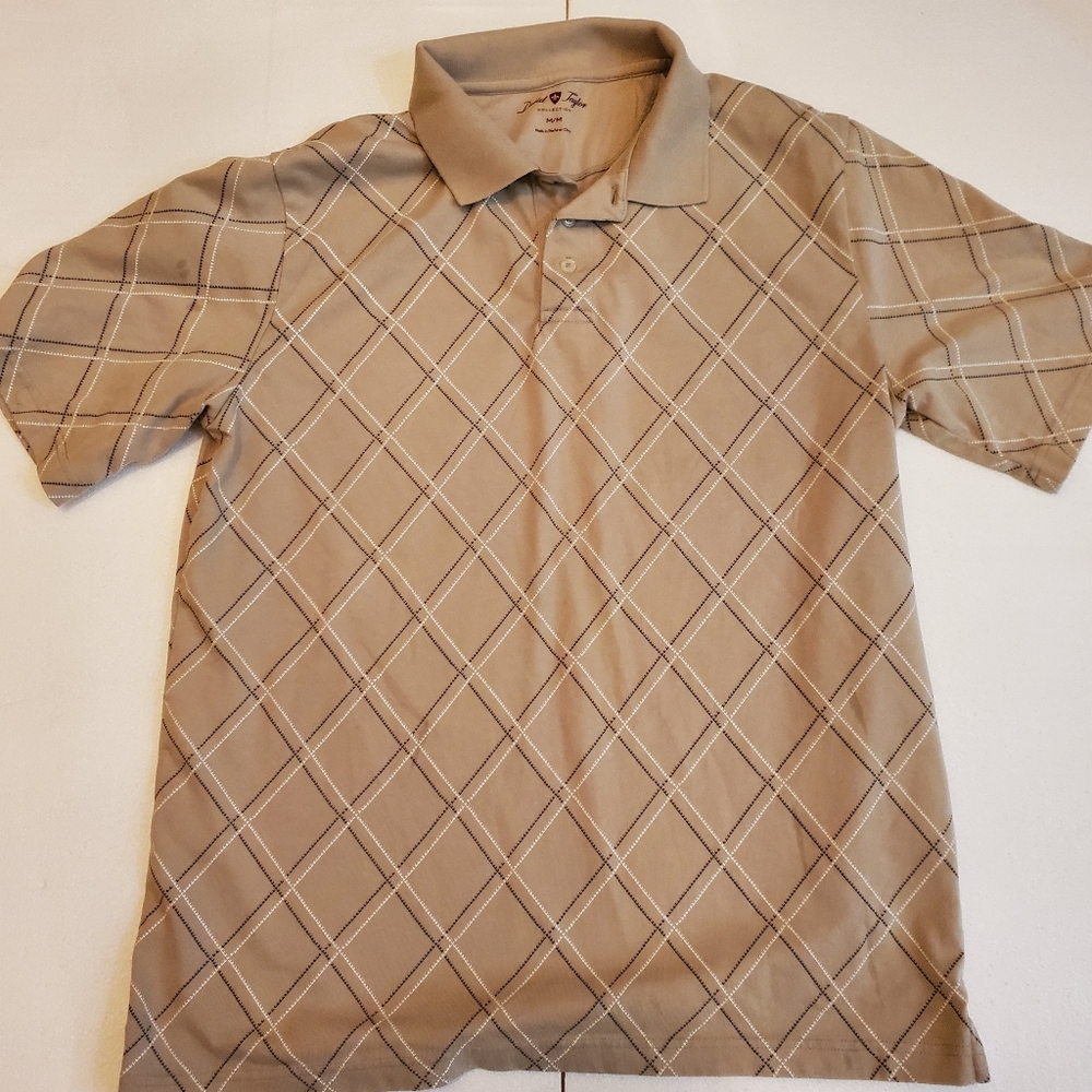 David Tayler Collection Men Polo Shirt M Taupe/Black/white